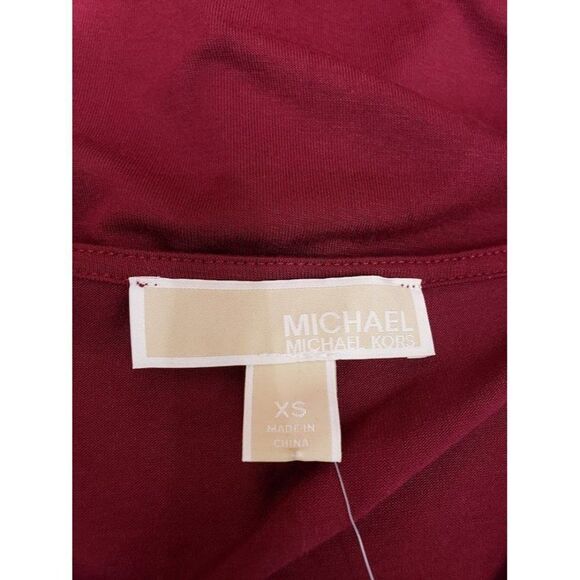 Michael Kors Layered Look Blouse Top Women's XS Dark Red V-Neck Stretch NEW - Picture 11 of 12
